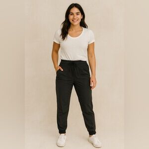 Albion Fit Black Jetsetter Jogger Pants elastic waist Athleisure Comfort S